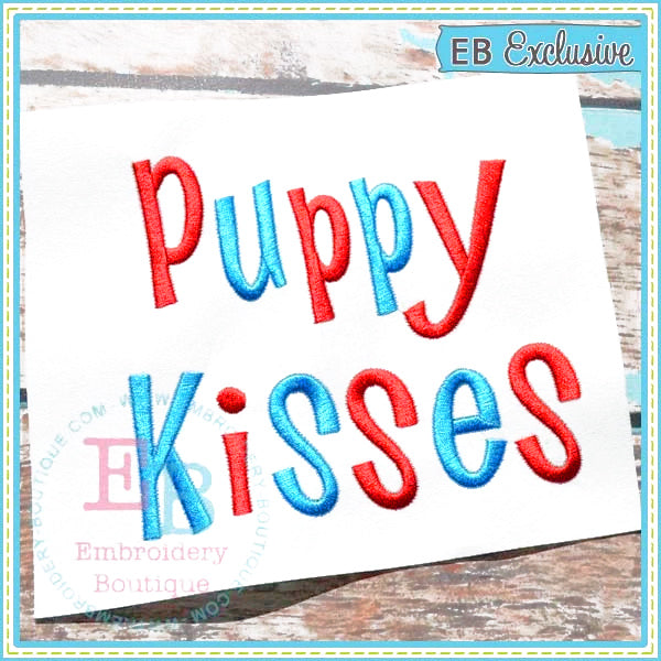 Puppy Kisses Embroidery Font, Embroidery Font