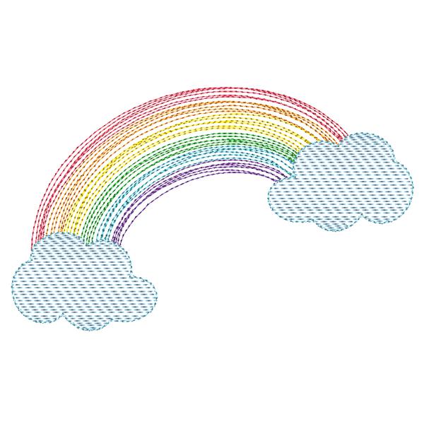 Rainbow Scribble Sketch Embroidery Design, Embroidery