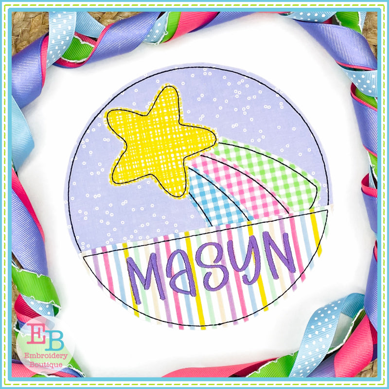 Rainbow Split Circle Bean Stitch Applique, Applique