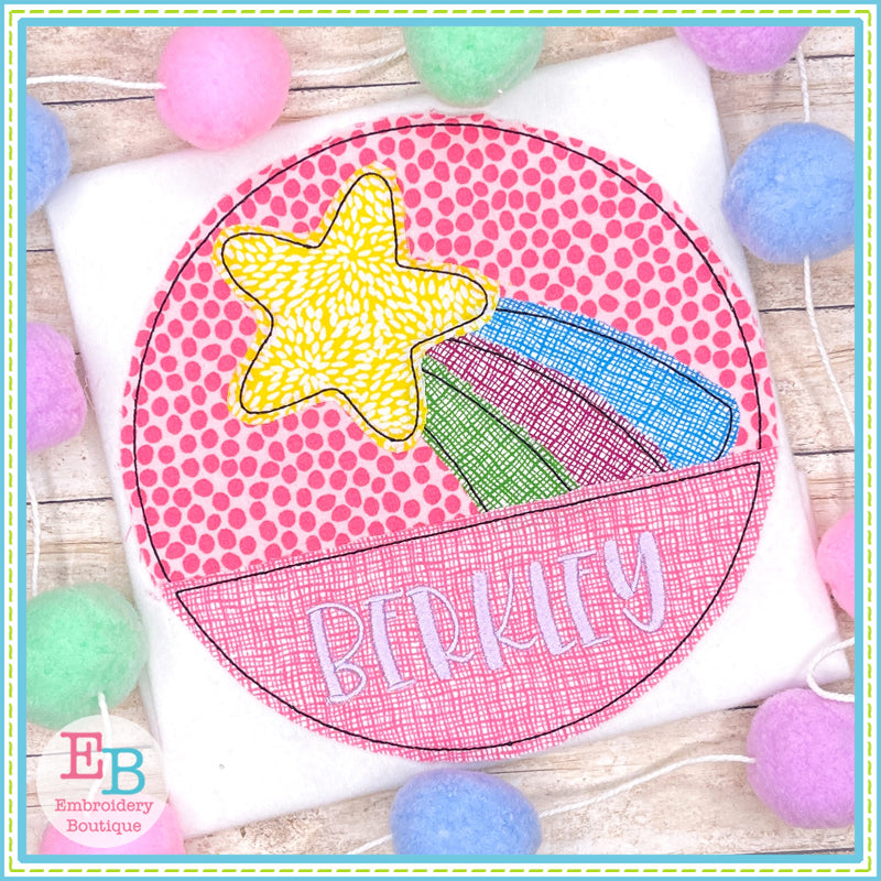 Rainbow Split Circle Bean Stitch Applique, Applique