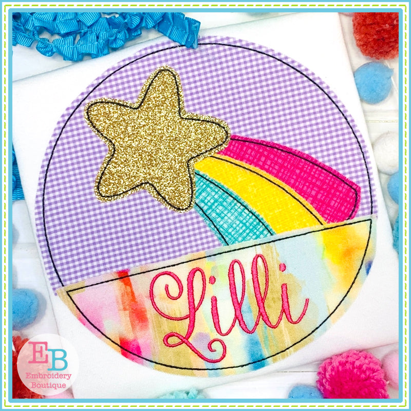Rainbow Split Circle Bean Stitch Applique, Applique