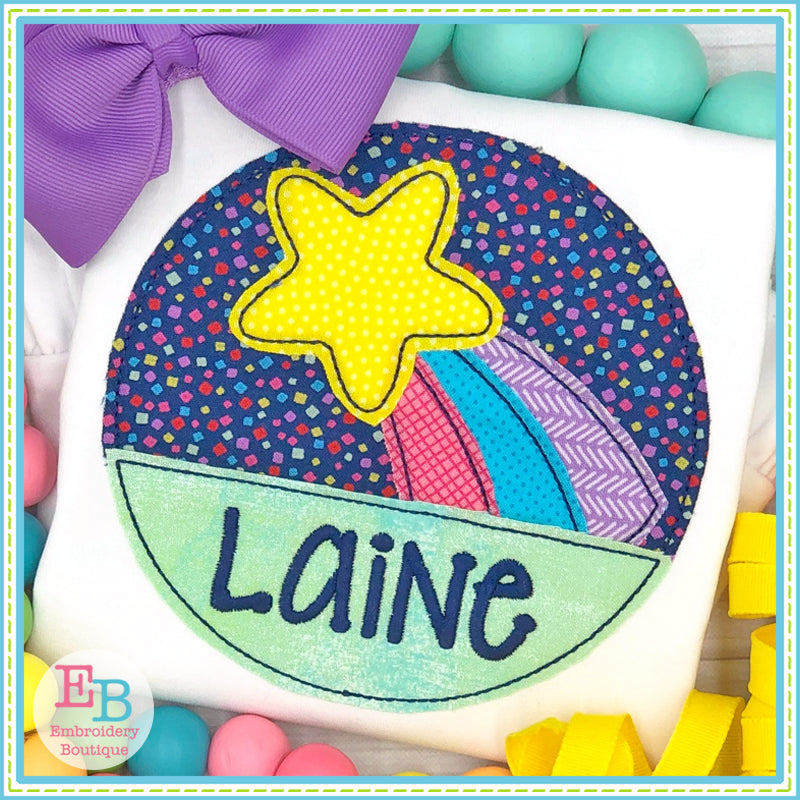Rainbow Split Circle Bean Stitch Applique, Applique