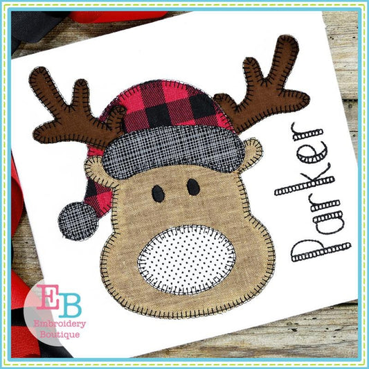 Reindeer Hat Blanket Stitch Applique, Applique