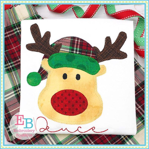 Reindeer Hat Blanket Stitch Applique, Applique