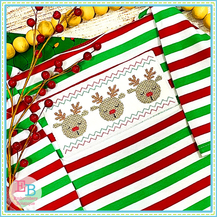 Reindeer Trio Cross Stitch Embroidery Design