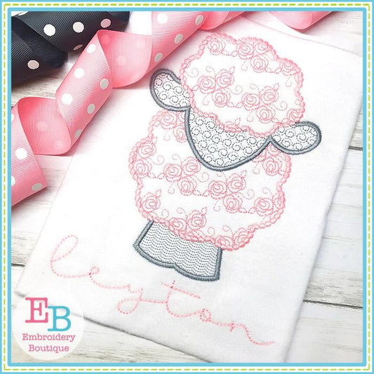 Roses Motif Lamb Design, Embroidery