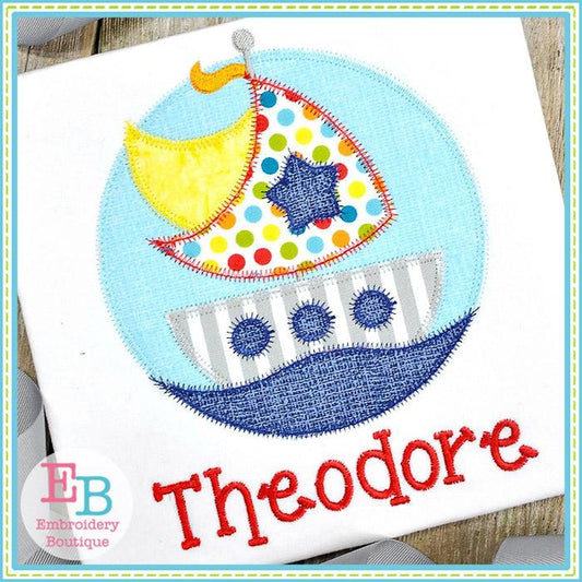 Sailboat Circle Zigzag Applique, Applique
