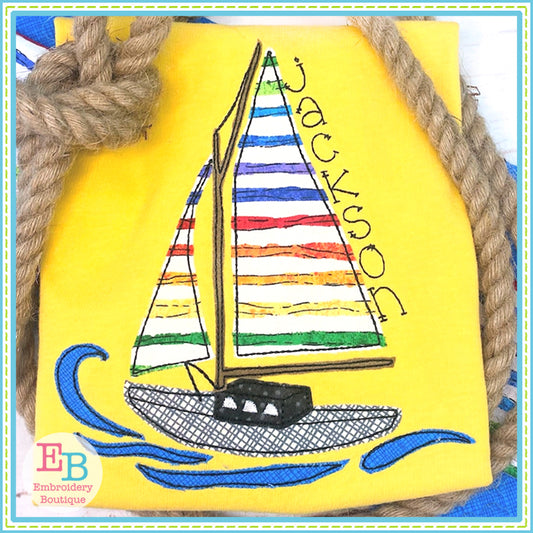 Sailboat Bean Stitch Applique, Applique