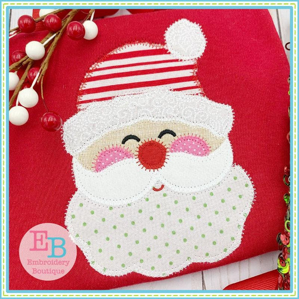 Santa Closed Eyes Zigzag Applique, Applique