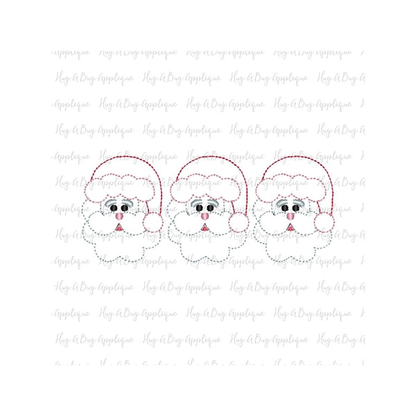 Santa Trio Bean Stitch Applique Design, Applique