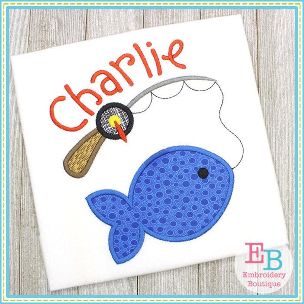 Fish on the Line Satin Applique, Applique