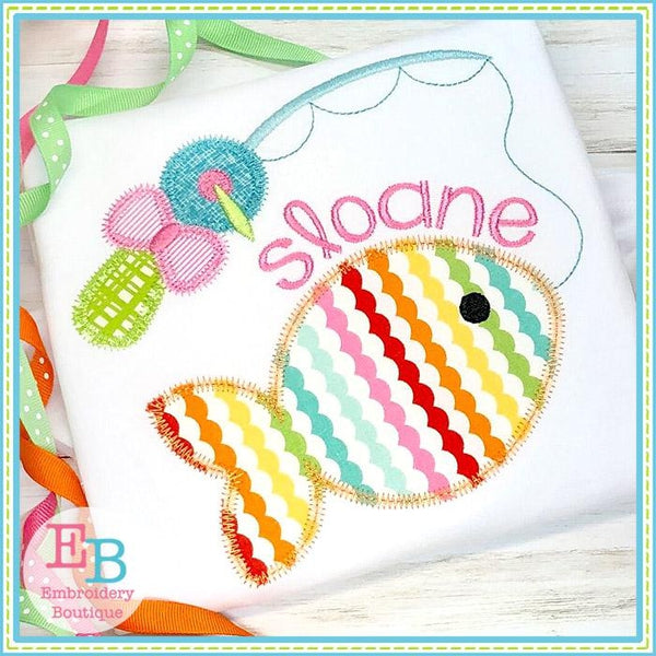 Fish on the Line with Bow Zigzag Applique, Applique