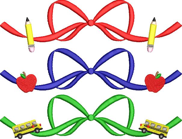 School Bows Embroidery Bundle, Embroidery