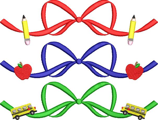 School Bows Embroidery Bundle, Embroidery