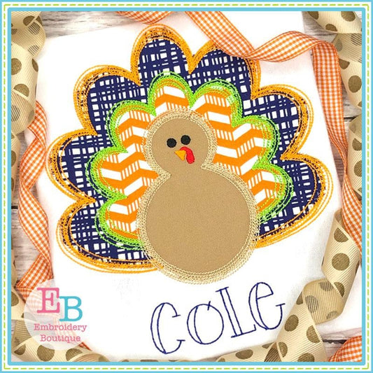 Turkey Scribble Applique - bow and no bow files included, Applique