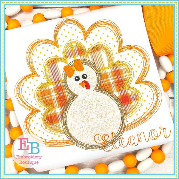 Turkey Scribble Applique - bow and no bow files included, Applique