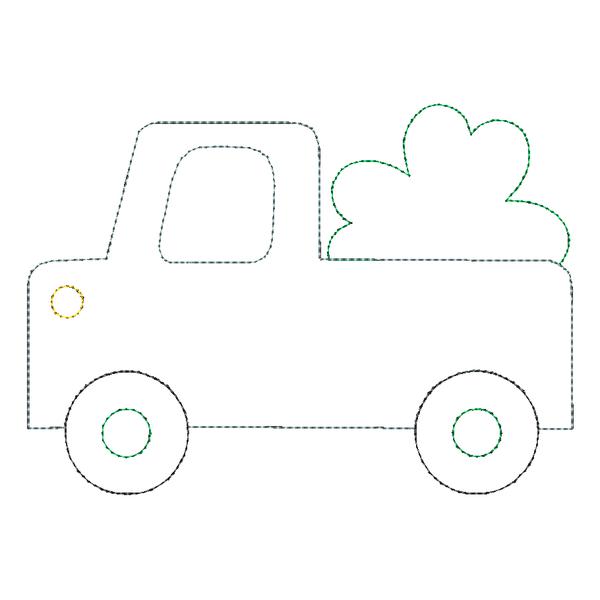 Truck Shamrock Bean Stitch Applique Design, Applique
