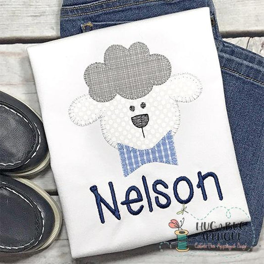 Sheep Boy Blanket Stitch Applique Design, Applique
