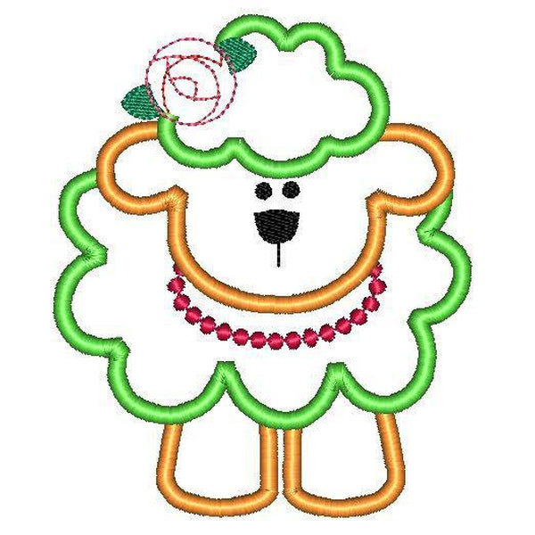 Sheep Girl Applique Design, Applique
