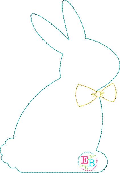 Simple Bunny Bow Tie Bean Stitch Applique, Applique