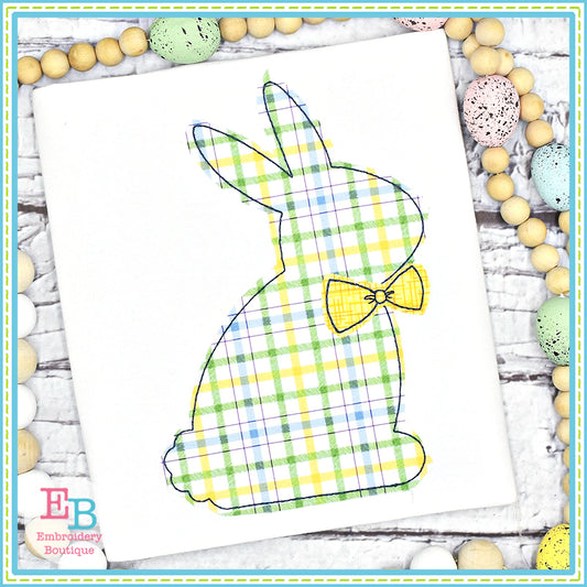 Simple Bunny Bow Tie Bean Stitch Applique, Applique