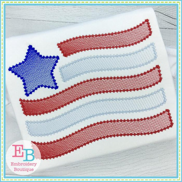 Sketch Flag with Star Design, Embroidery