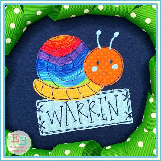 Snail Banner Bean Stitch Applique, Applique