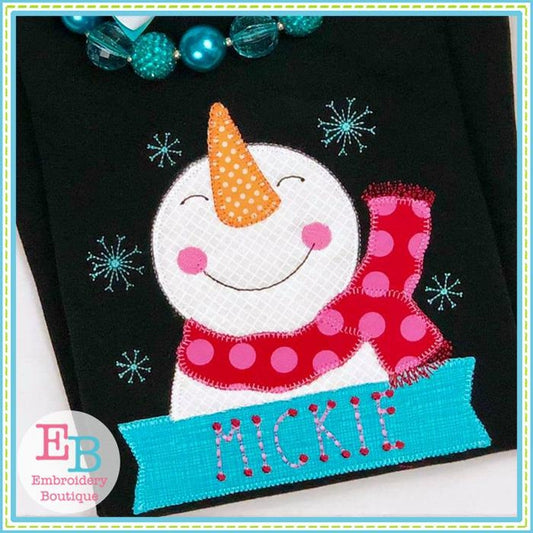 Snowman Banner Applique, Applique