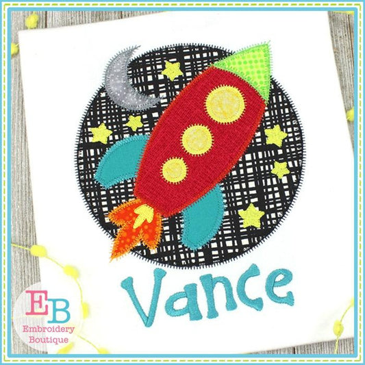 Space Ship Circle Zigzag Applique, Applique