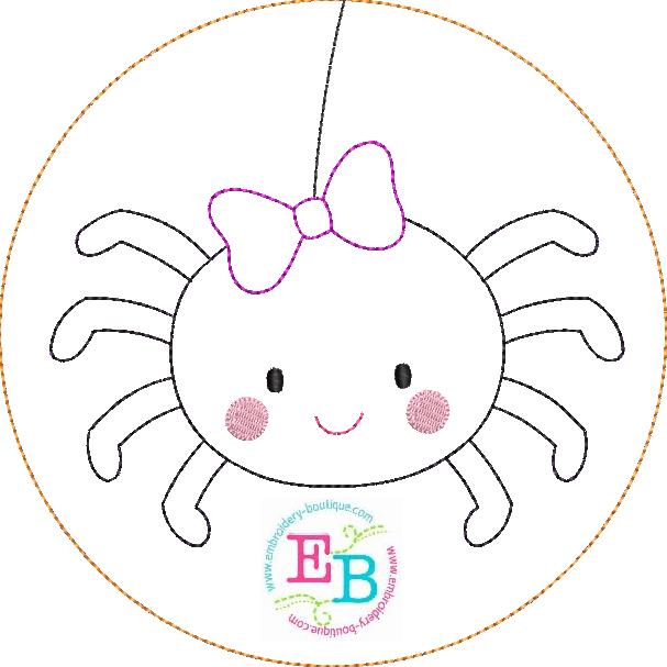 Spider Bow Circle Bean Stitch Applique, Applique