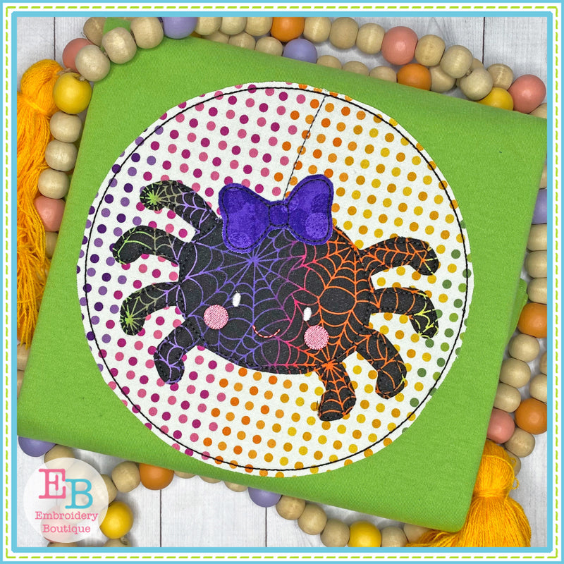 Spider Bow Circle Bean Stitch Applique, Applique