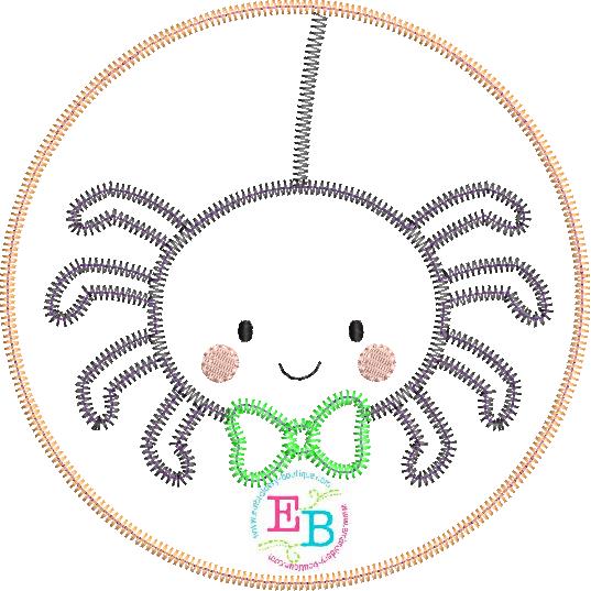 Spider Bow Tie Circle Zigzag Stitch Applique, Applique