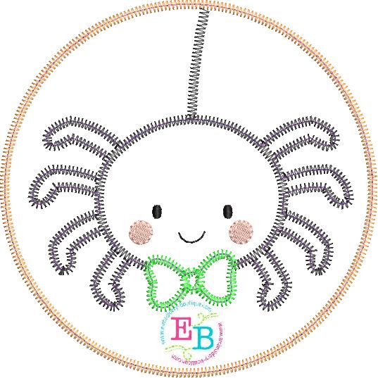 Spider Bow Tie Circle Zigzag Stitch Applique, Applique