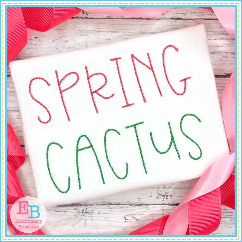 Spring Cactus Bean Stitch Embroidery Font, Embroidery Font