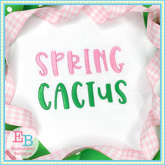Spring Cactus Satin Embroidery Font, Embroidery Font