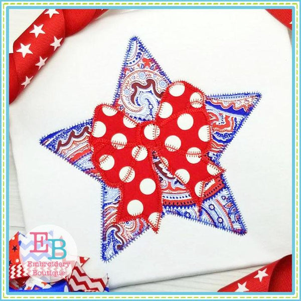 Star Bow 2 Zigzag Applique, Applique
