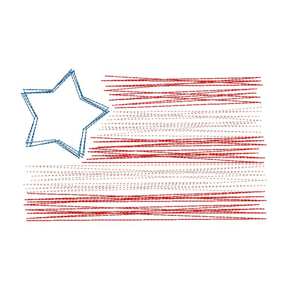 Star Flag Scribble Embroidery Design, Embroidery