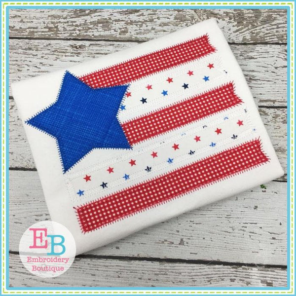 Flag Star Zigzag Applique, Applique