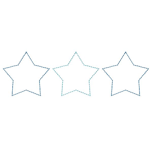 Stars Trio Bean Stitch Applique Design, Applique