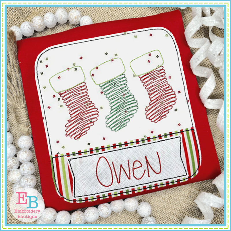 Scribble Stocking Applique Patch, Applique