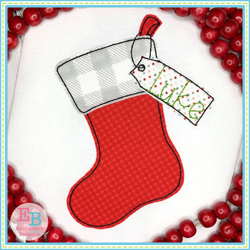 Stocking Tag Bean Applique, Applique