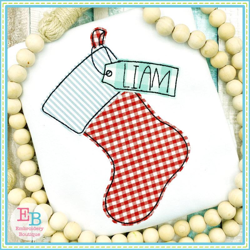 Stocking Tag Bean Applique, Applique