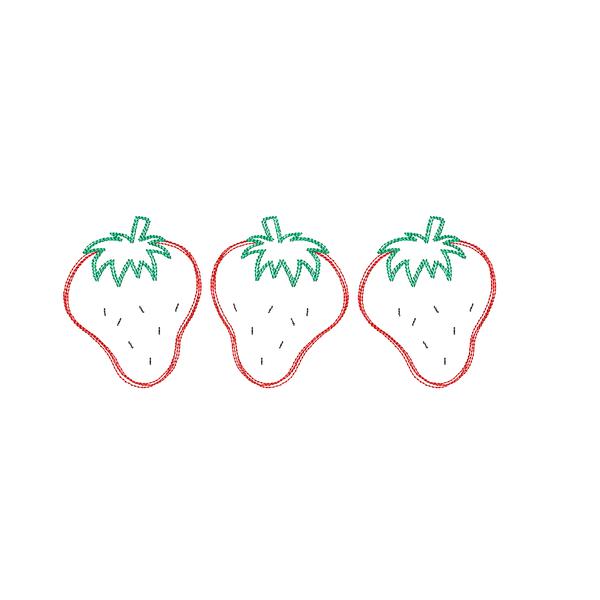 Strawberry Trio Scribble Stitch Embroidery Design, Embroidery