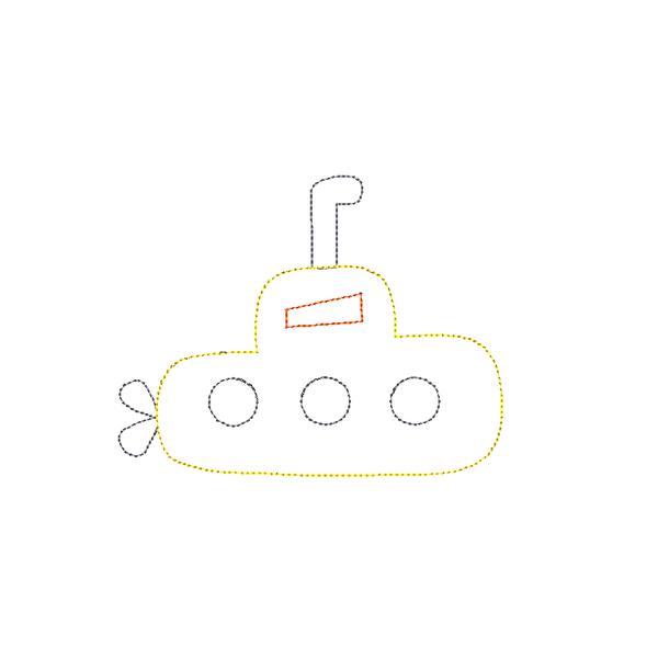 Submarine Bean Stitch Applique Design, Applique