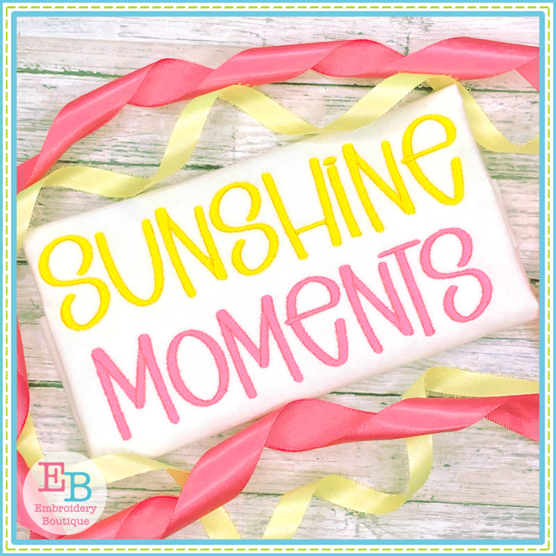 Sunshine Moments Satin Embroidery Font, Embroidery Font