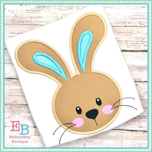 Sweet Lil Bunny Boy Face Applique, Applique