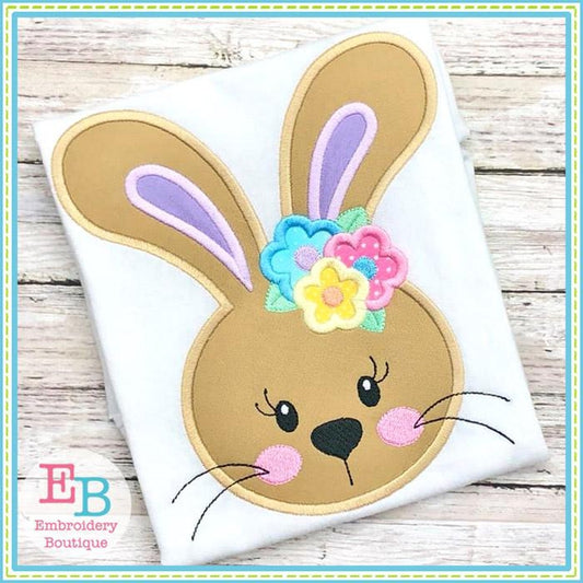 Sweet Lil Bunny Girl Face Applique, Applique