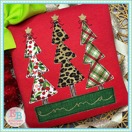 Tall Trees Bows Bean Stitch Applique, Applique