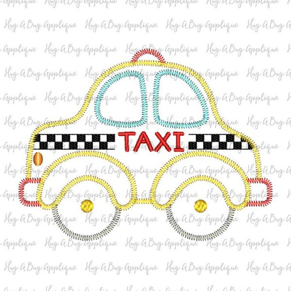 Taxi Zig Zag Stitch Applique Design, Applique