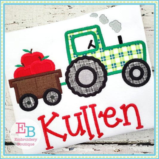 Tractor Apples Applique, Applique